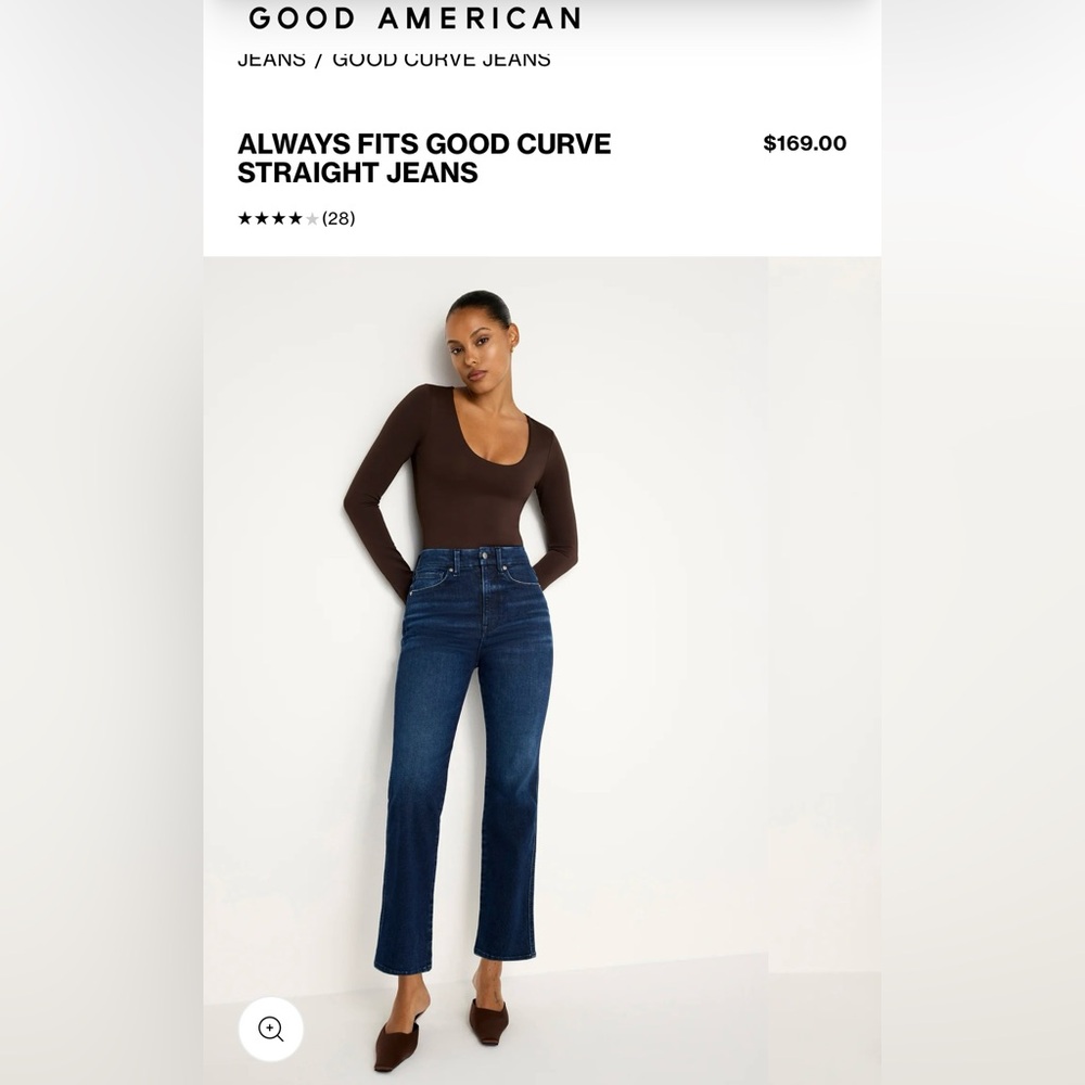 Good American Blue Straight Leg Jeans High-Rise